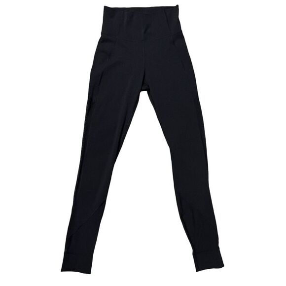 Lululemon Mesh Panel Leggings Sz 6 Style P30416 Black High Rise Activewear Yoga - Picture 1 of 12